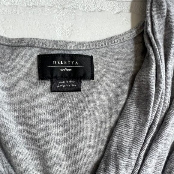 Deletta Anthropologie Gray Jersey Knit Stretch Comfortable Dress Pockets -sz M - Picture 6 of 6